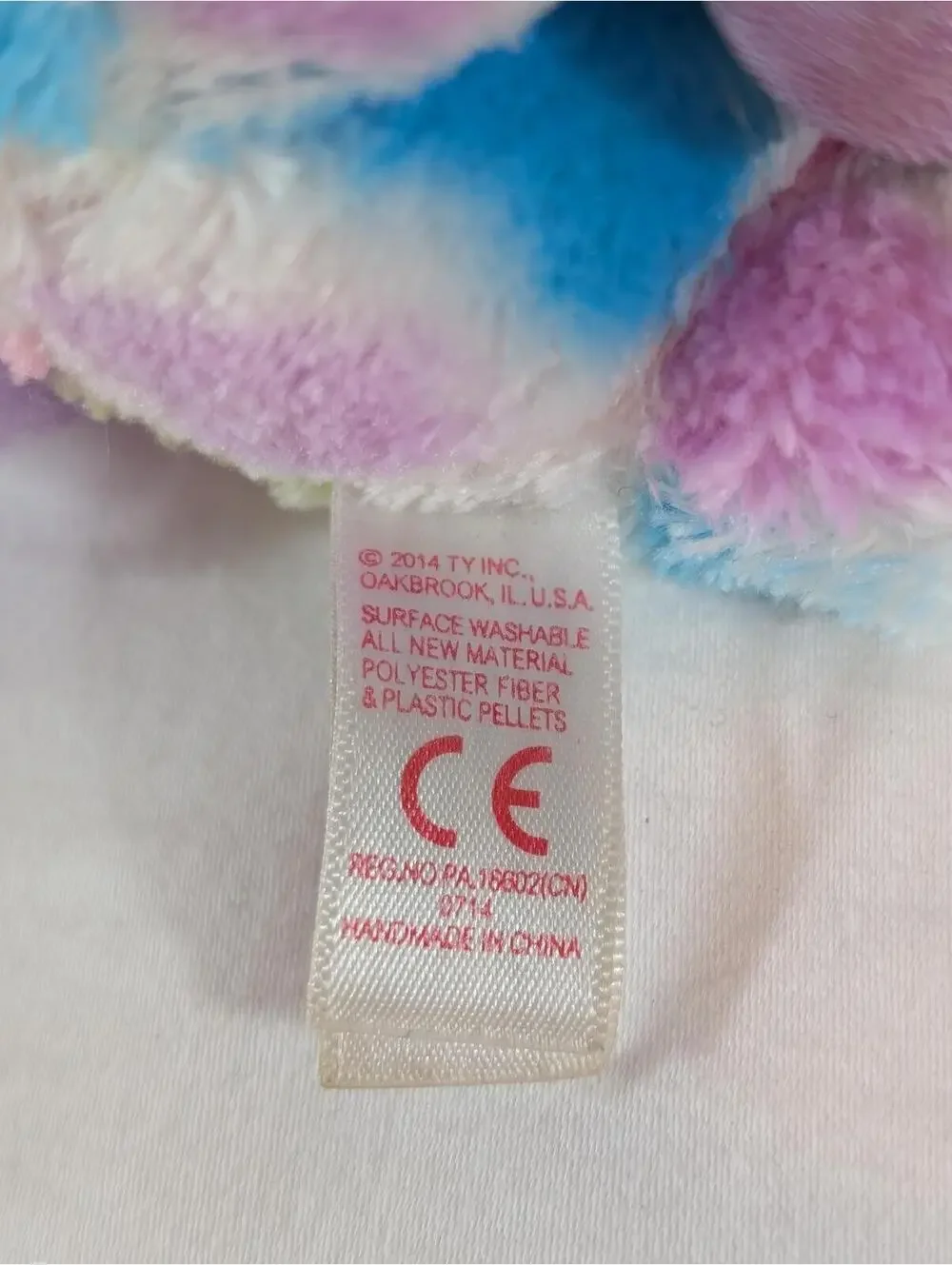 Ty Beanie Boo Plush Unicorn with Large Purple Eyes, Multicolor Spots 2014